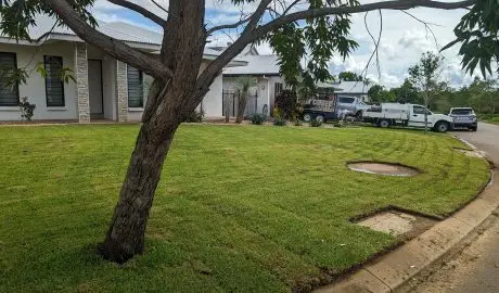 Landscaping Darwin – freshly laid turf installation and edging by iScape NT